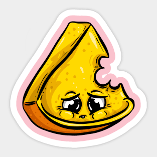 The Half Eaten Sad Cheese Cartoon Sticker